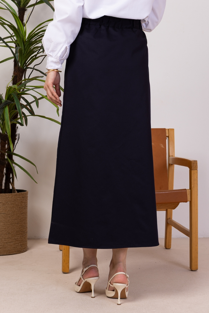 Benja Beli Lastikli Gabardin Etek 1405 - Lacivert