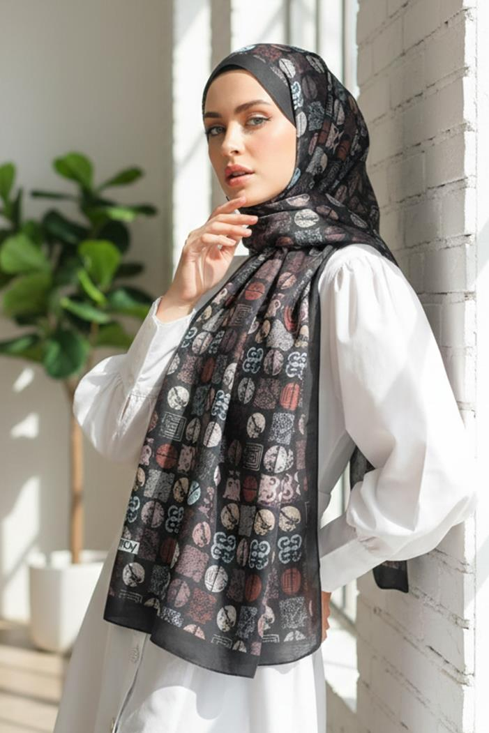 Beren Desenli Soft Şal 1158 - Siyah