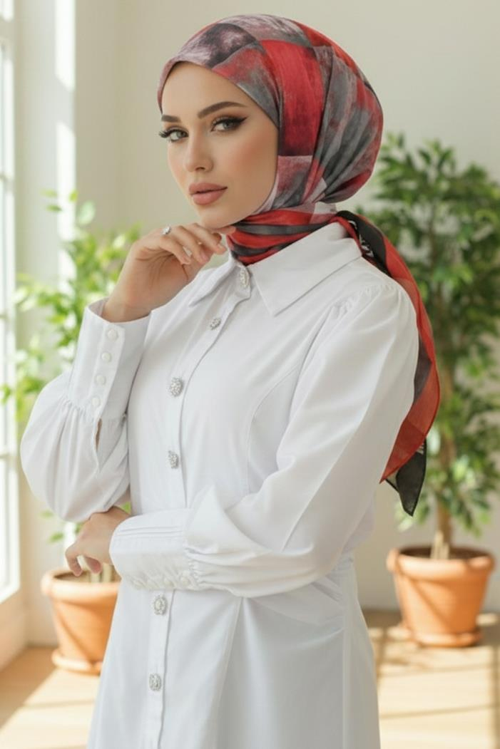 Berry Desenli Soft Eşarp 1172 - Bordo