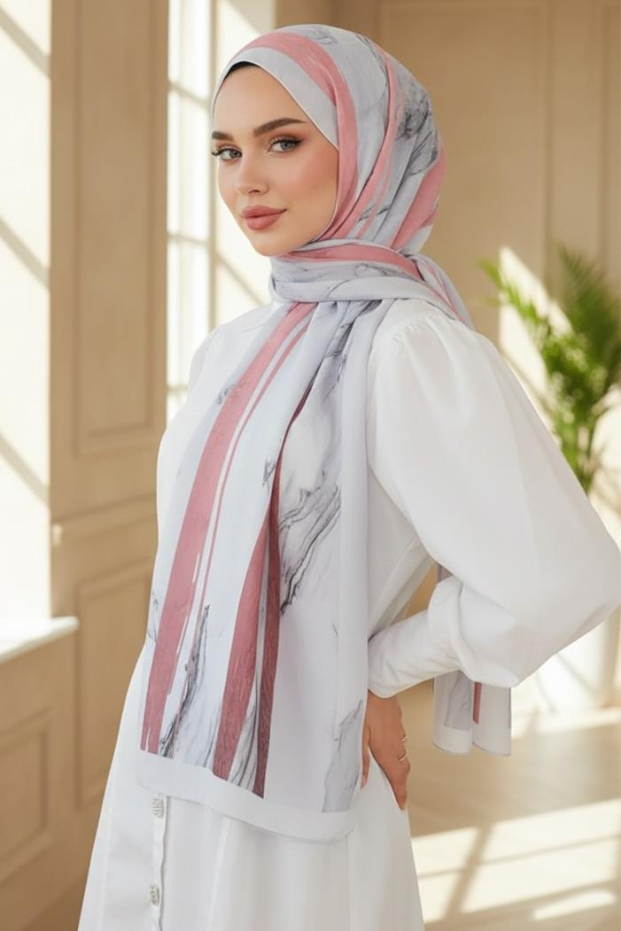 Bersa Desenli Soft Şal 1159 - Ekru