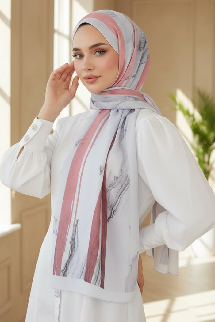 Bersa Desenli Soft Şal 1159 - Ekru