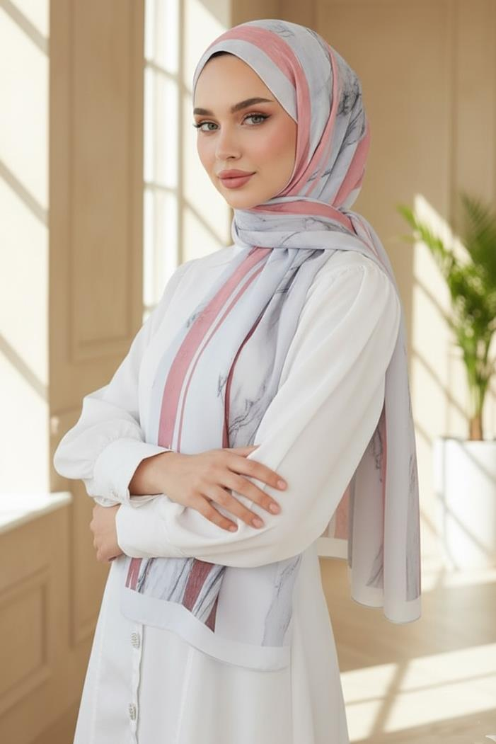 Bersa Desenli Soft Şal 1159 - Ekru