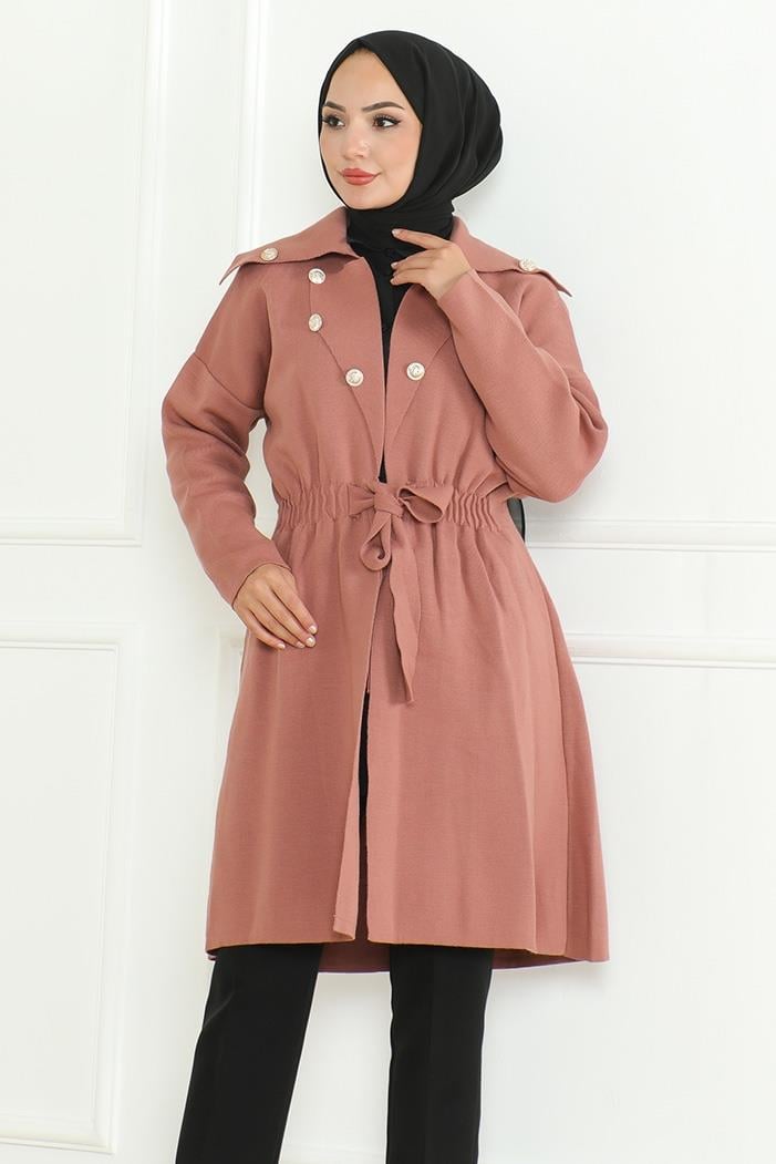 Beylem Beli Lastikli Triko Kap 1193 - Gül Kurusu