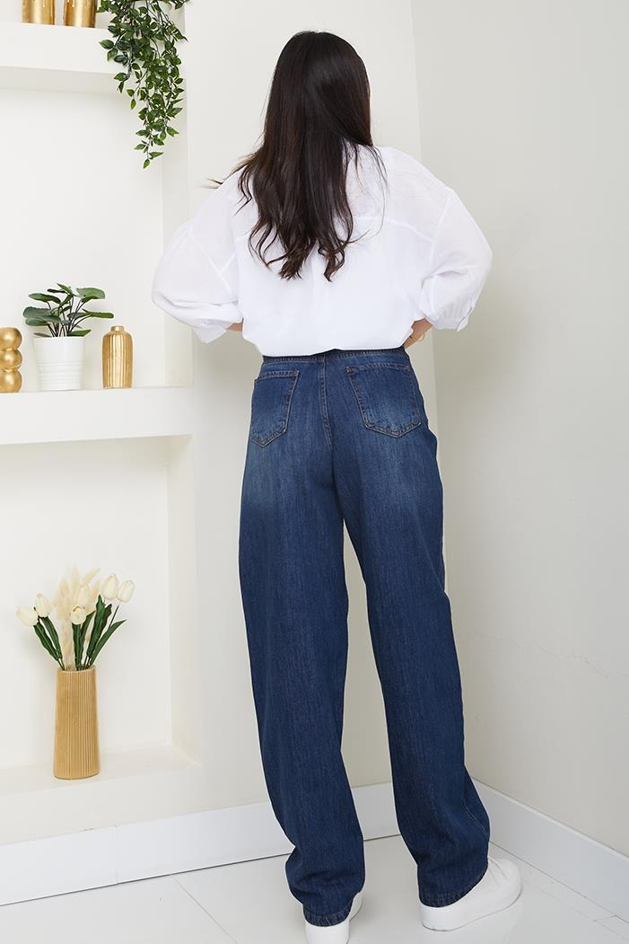 Bol Paça Kot Pantolon 1515 - Koyu Mavi