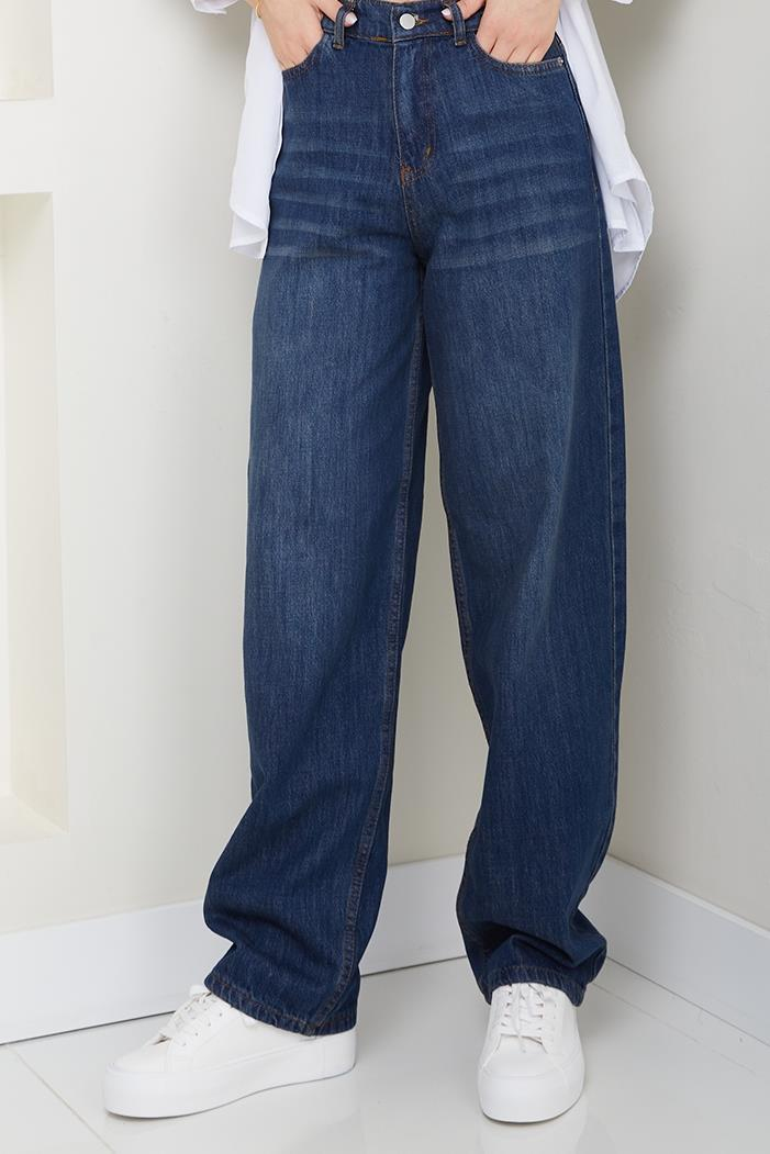 Bol Paça Kot Pantolon 1515 - Koyu Mavi