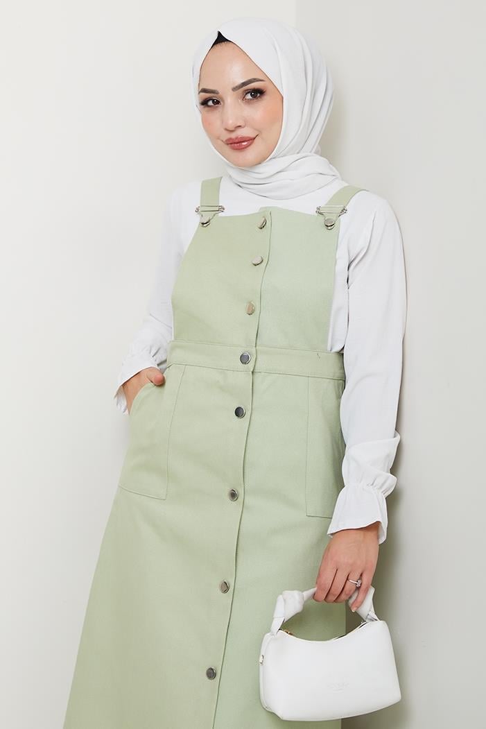 Boydan Düğmeli Gabardin Jile 1552 - Açık Yeşil