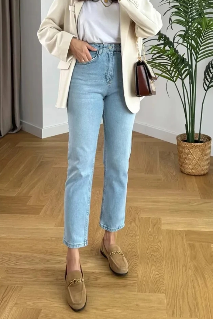 Boyfriend Kot Pantolon 1443 - Buz Mavi