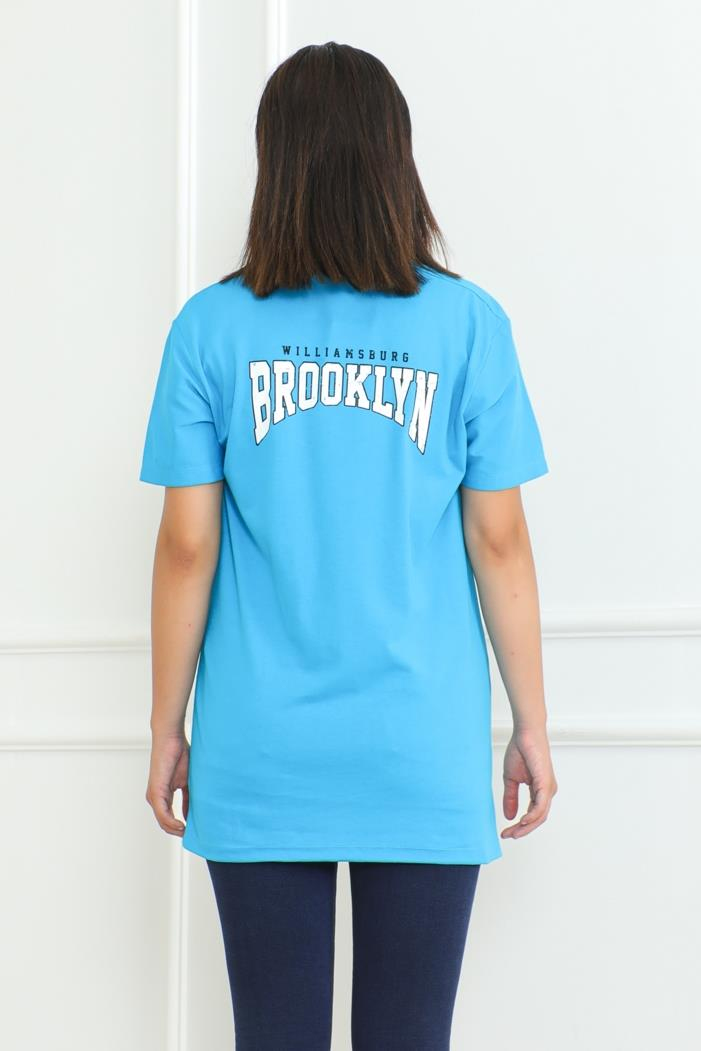 Brooklyn Baskılı Tişört 1076 - Mavi