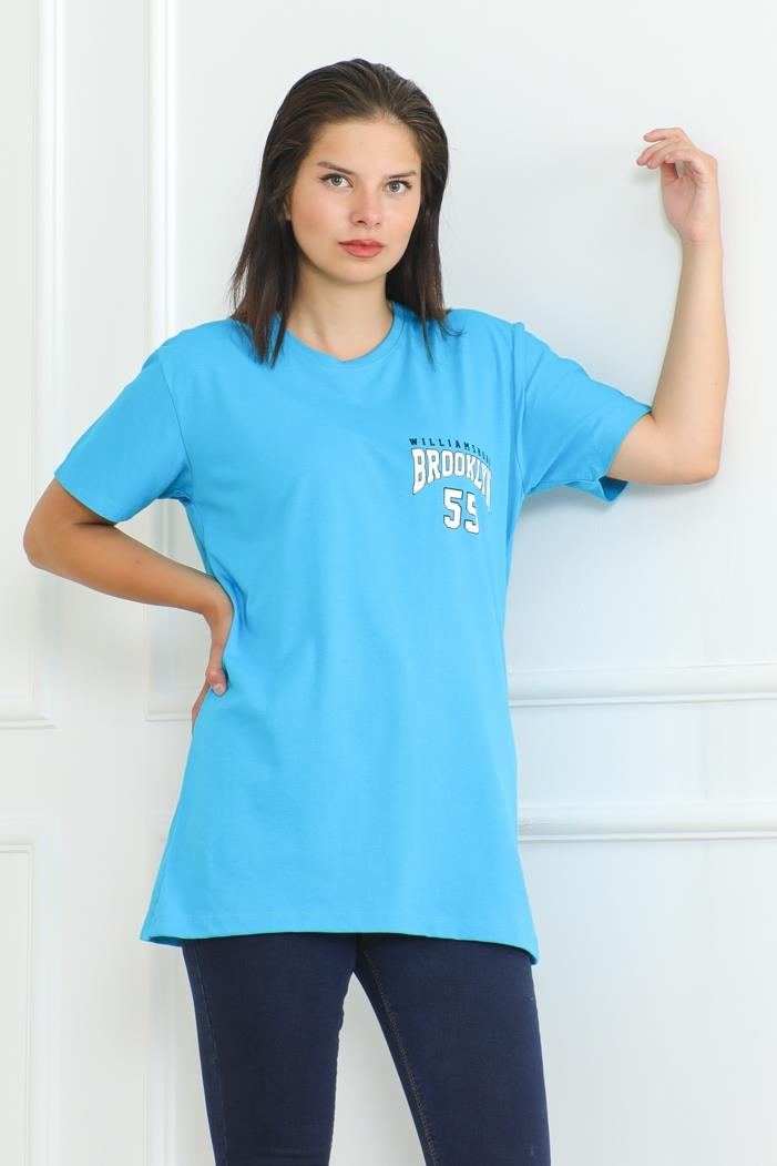 Brooklyn Baskılı Tişört 1076 - Mavi