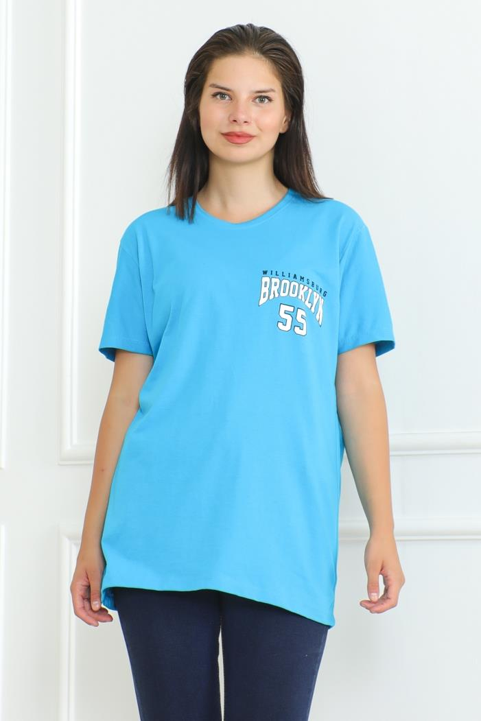 Brooklyn Baskılı Tişört 1076 - Mavi