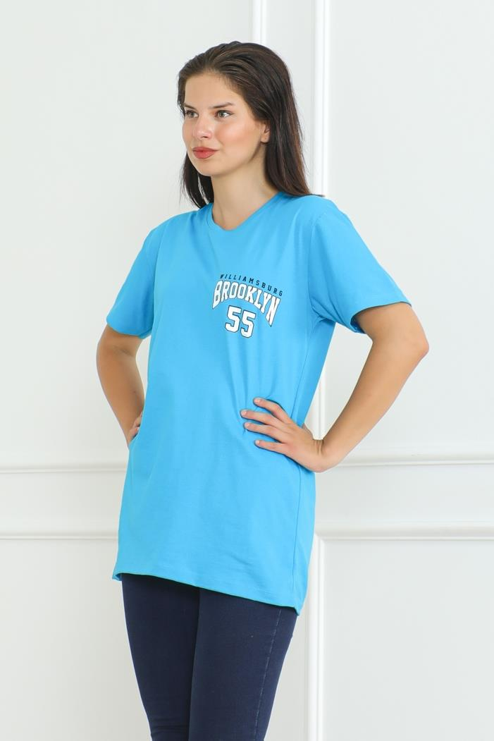 Brooklyn Baskılı Tişört 1076 - Mavi