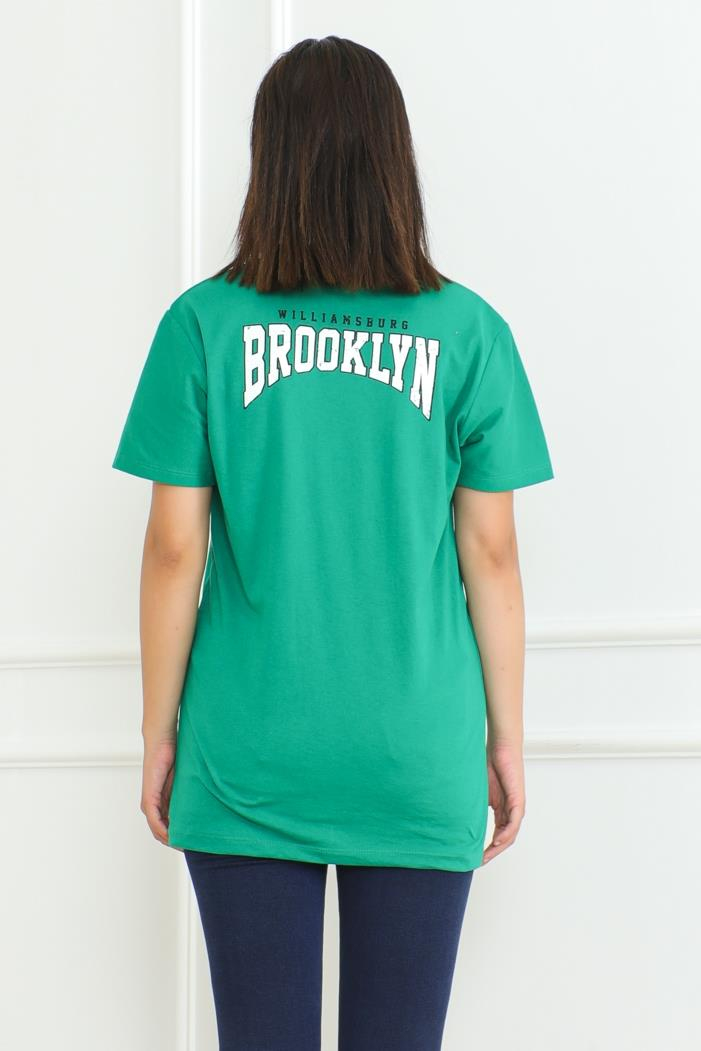Brooklyn Baskılı Tişört 1076 - Yeşil