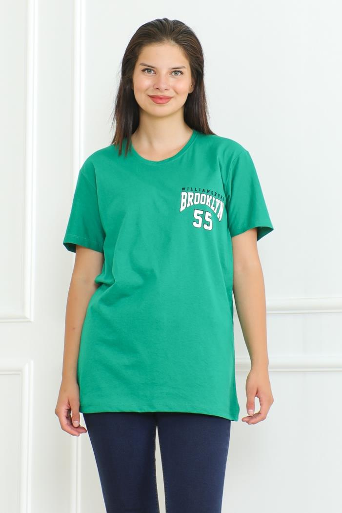 Brooklyn Baskılı Tişört 1076 - Yeşil