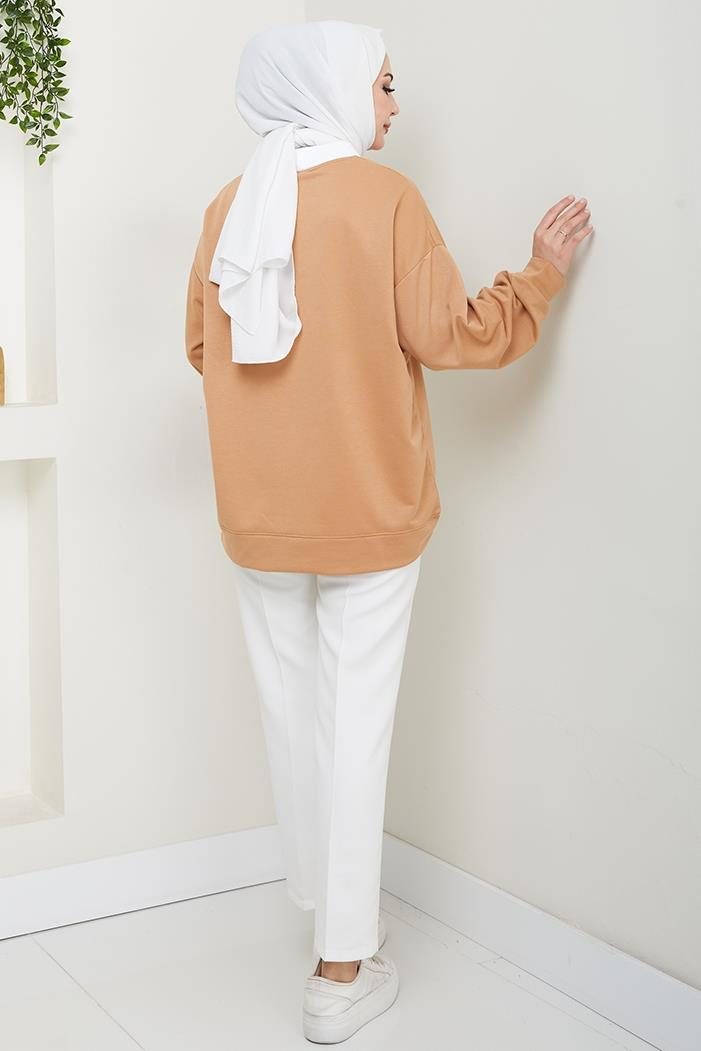 California Baskılı Sweat 1426 - Vizon