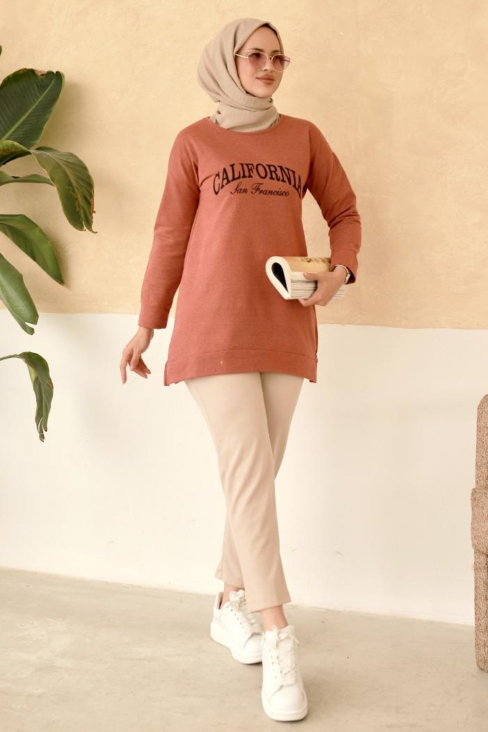 California Baskılı Tunik 671 - Gül Kurusu