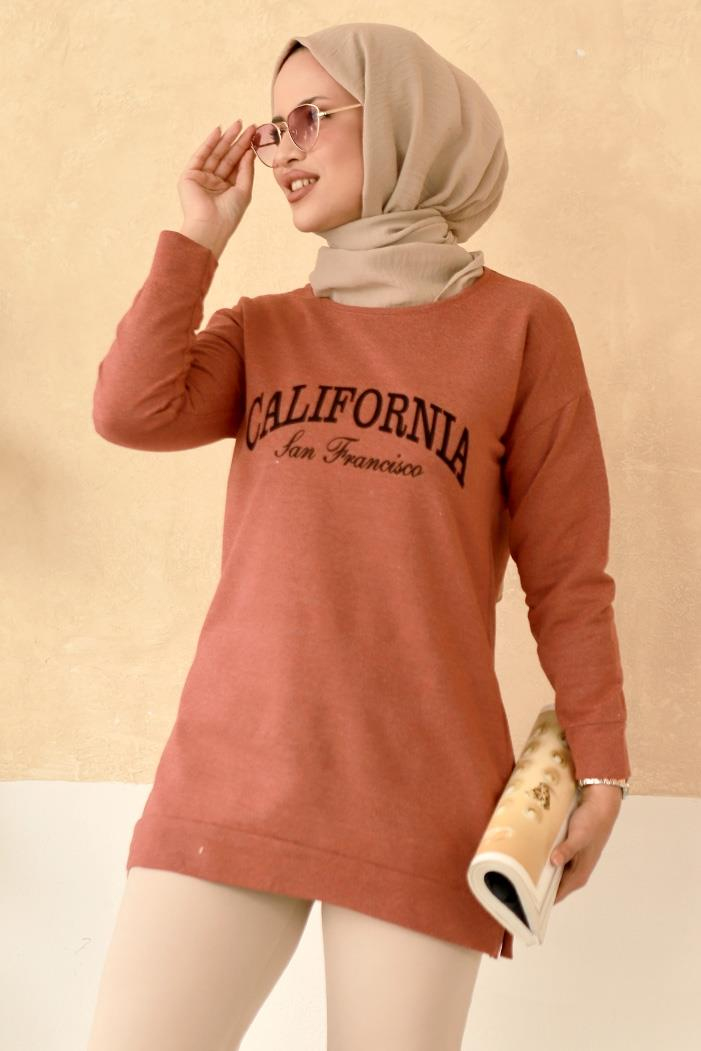 California Baskılı Tunik 671 - Gül Kurusu