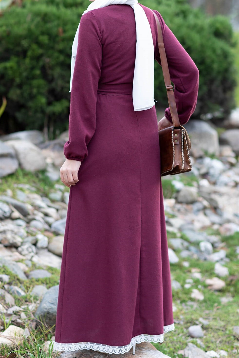 Çalıkuşu Tesettür Elbise - Bordo