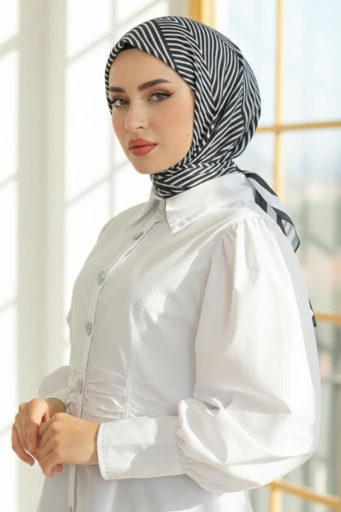 Carol Desenli Soft Eşarp 1181 - Siyah