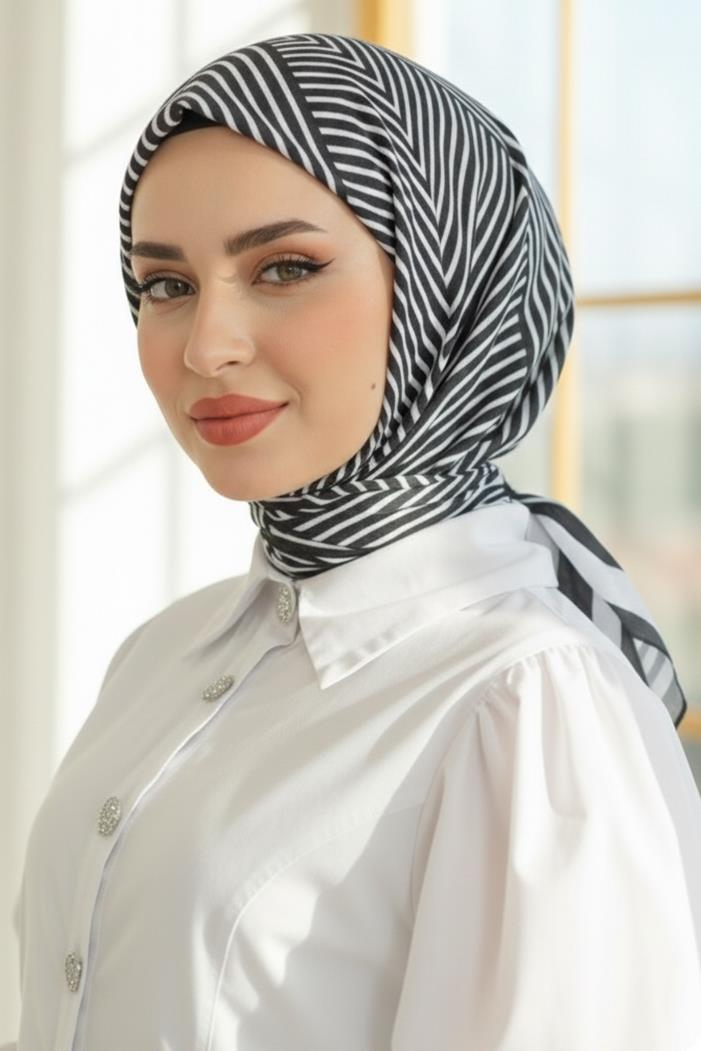 Carol Desenli Soft Eşarp 1181 - Siyah