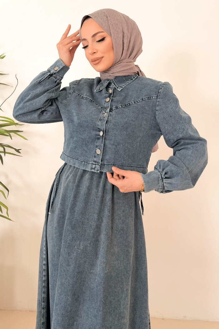 Ceket Elbise İkili Kot Takım 1364 - Mavi