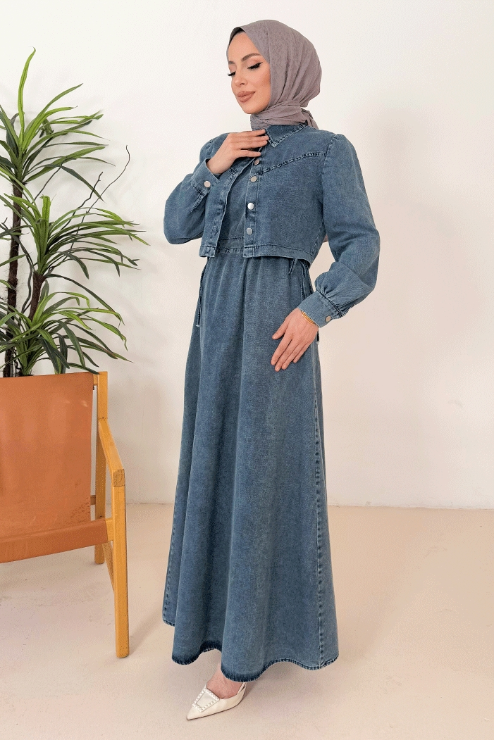 Ceket Elbise İkili Kot Takım 1364 - Mavi