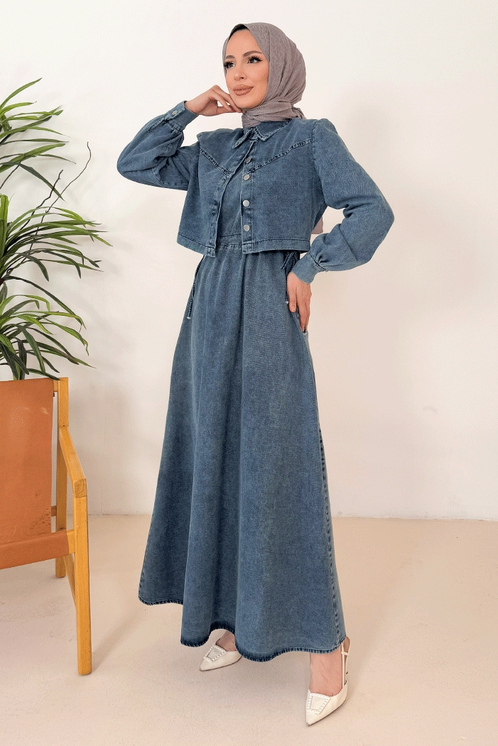 Ceket Elbise İkili Kot Takım 1364 - Mavi