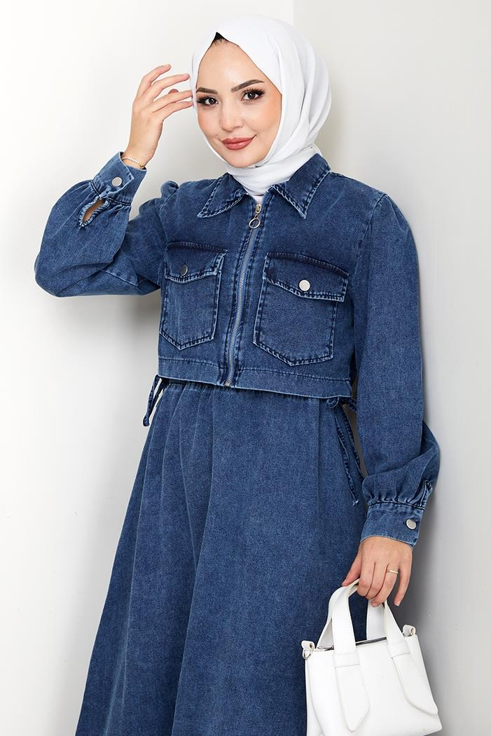 Ceket Elbise Kot İkili Takım 1642 - Mavi