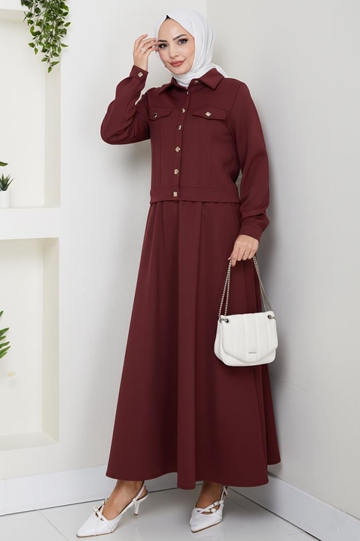 Ceket Etek Scuba İkili Takım 1614 - Bordo