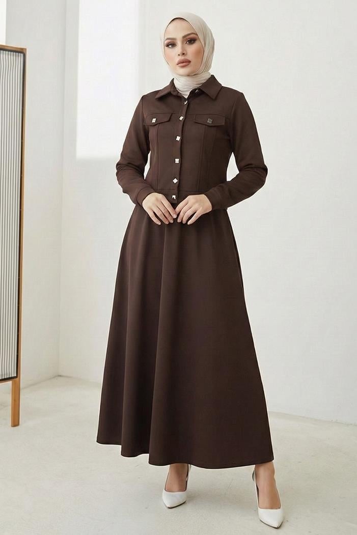 Ceket Etek Scuba İkili Takım 1614 - Kahve