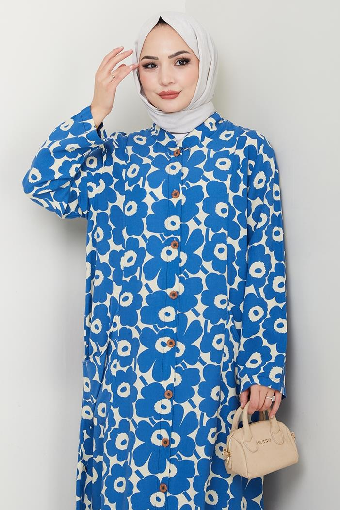 Cepli Dokuma Viskon Tunik 1505 - İndigo