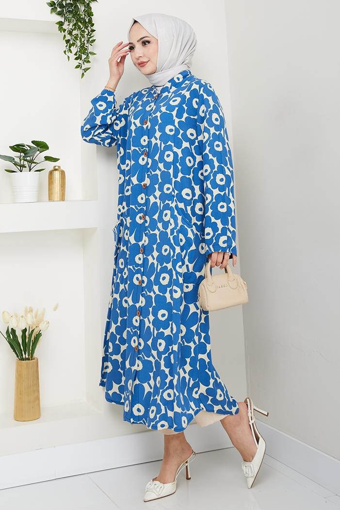 Cepli Dokuma Viskon Tunik 1505 - İndigo