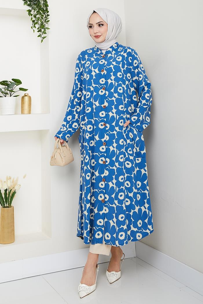 Cepli Dokuma Viskon Tunik 1505 - İndigo