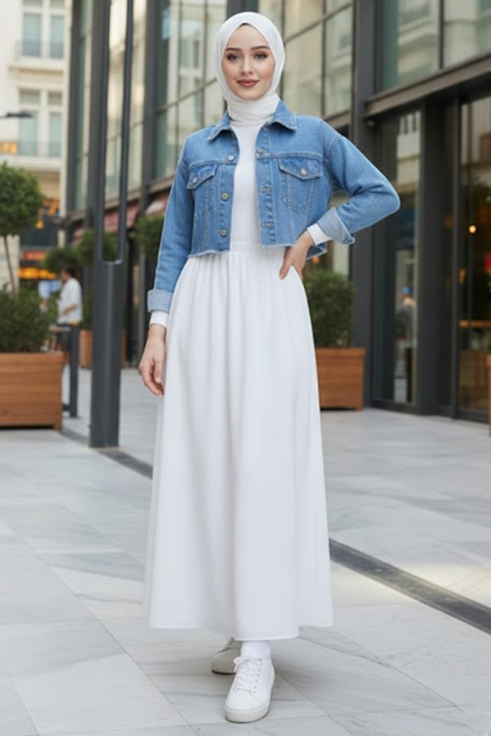 Cepli Kısa Kot Ceket 1669 - Mavi