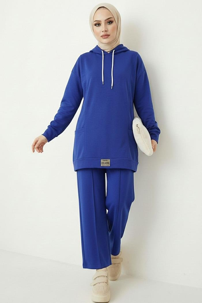 Çift Cepli Kapüşonlu İkili Takım 1668 - İndigo