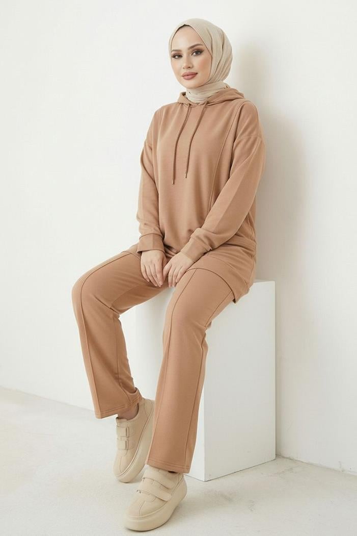 Çift Cepli Kapüşonlu İkili Takım 1668 - Vizon