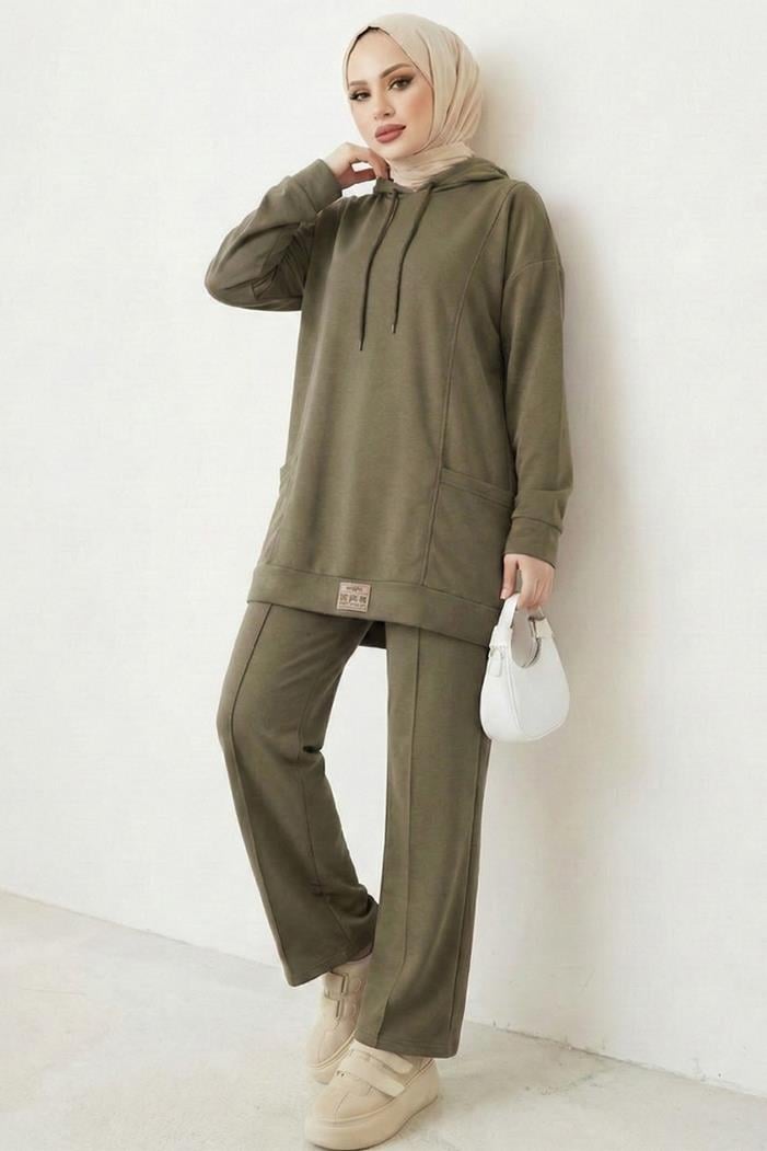 Çift Cepli Kapüşonlu İkili Takım 1668 - Haki