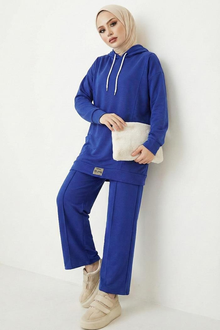 Çift Cepli Kapüşonlu İkili Takım 1668 - İndigo