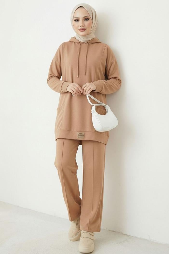 Çift Cepli Kapüşonlu İkili Takım 1668 - Vizon