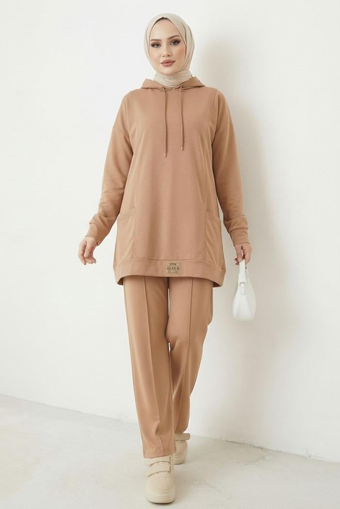 Çift Cepli Kapüşonlu İkili Takım 1668 - Vizon