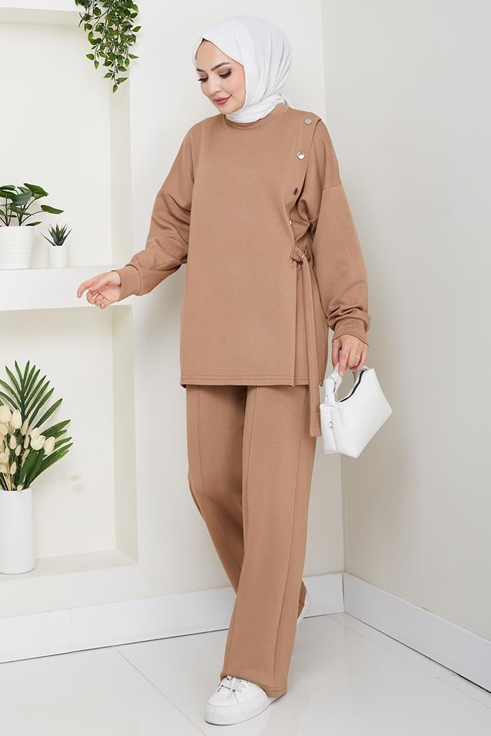 Çıtçıt Detaylı Oysho İkili Takım 1624 - Vizon