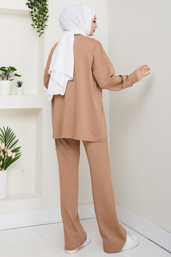 Çıtçıt Detaylı Oysho İkili Takım 1624 - Vizon