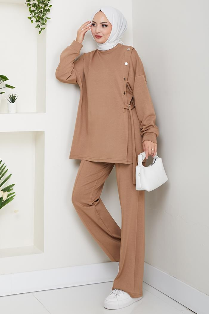 Çıtçıt Detaylı Oysho İkili Takım 1624 - Vizon