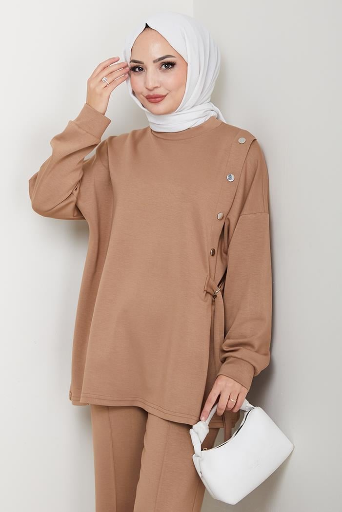 Çıtçıt Detaylı Oysho İkili Takım 1624 - Vizon