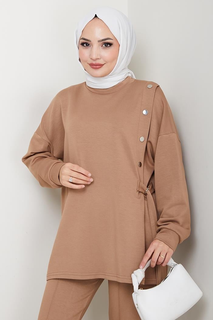 Çıtçıt Detaylı Oysho İkili Takım 1624 - Vizon