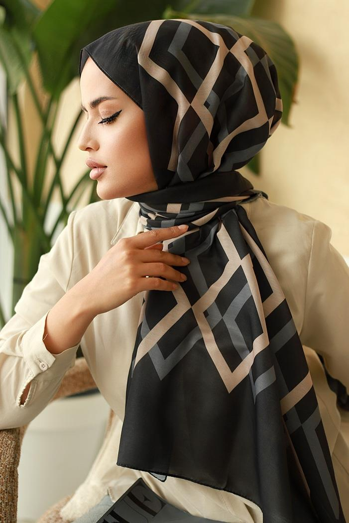 Çizgi Desen Soft Şal 613 - Siyah