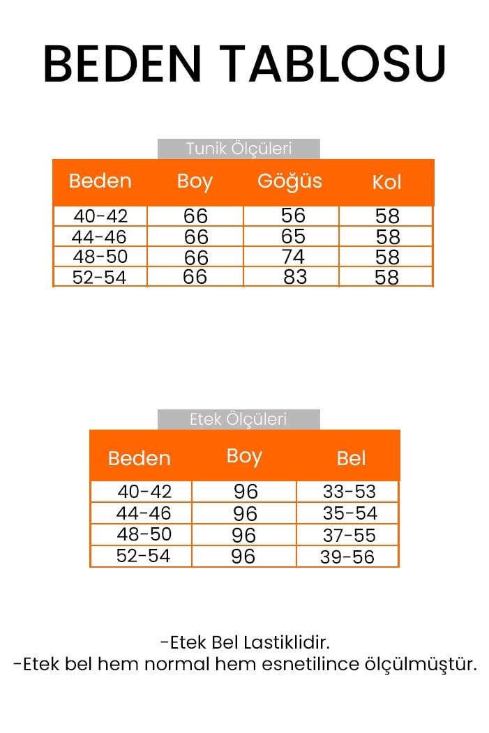 Desenli Oysho Tunik Etek İkili Takım 1675 - Siyah