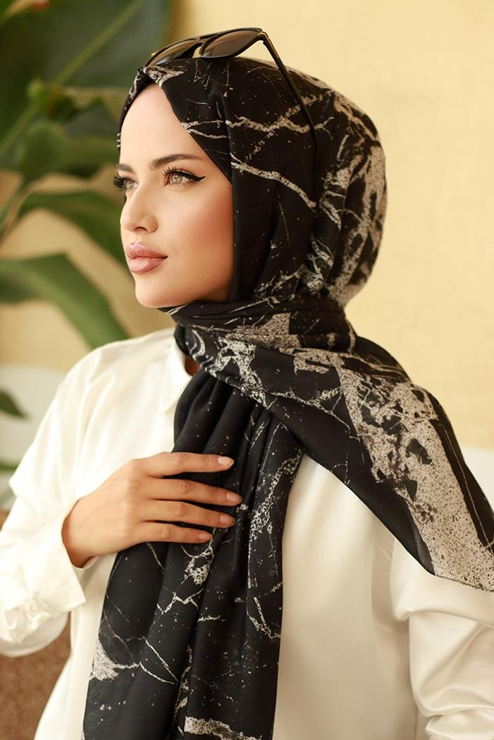 Desenli Soft Şal 609 - Siyah