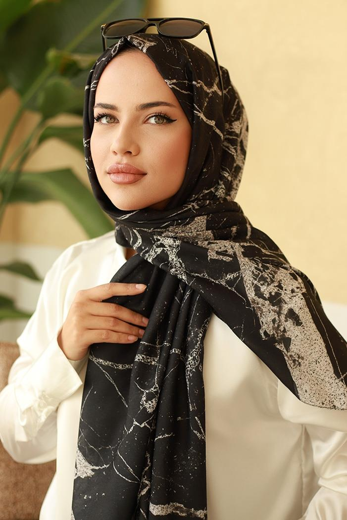 Desenli Soft Şal 609 - Siyah