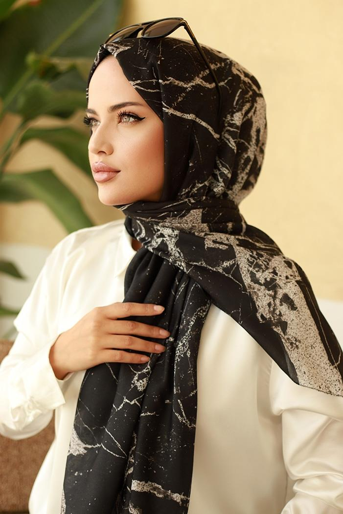 Desenli Soft Şal 609 - Siyah