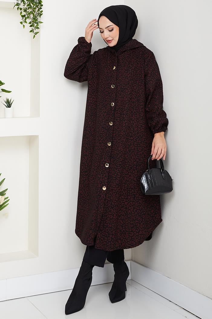 Dilra Kapüşonlu Kap 1632 - Bordo